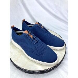 Cole Haan Zerogrand Stitchlite Wingtip Oxford Shoes Men 12 Navy Knit Preppy NEW